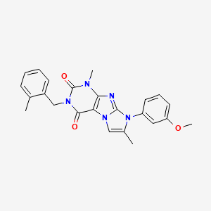 molecular formula C24H23N5O3 B2900463 8-(3-methoxyphenyl)-1,7-dimethyl-3-(2-methylbenzyl)-1H-imidazo[2,1-f]purine-2,4(3H,8H)-dione CAS No. 877643-93-1