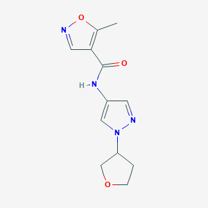 molecular formula C12H14N4O3 B2900464 5-methyl-N-(1-(tetrahydrofuran-3-yl)-1H-pyrazol-4-yl)isoxazole-4-carboxamide CAS No. 1797895-19-2
