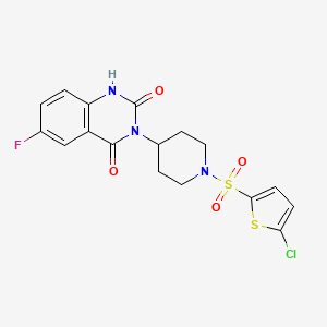 molecular formula C17H15ClFN3O4S2 B2900471 3-(1-((5-chlorothiophen-2-yl)sulfonyl)piperidin-4-yl)-6-fluoroquinazoline-2,4(1H,3H)-dione CAS No. 2034452-20-3