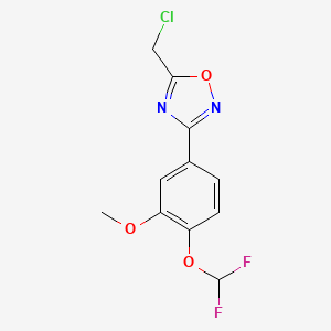 molecular formula C11H9ClF2N2O3 B2900472 5-(Chloromethyl)-3-[4-(difluoromethoxy)-3-methoxyphenyl]-1,2,4-oxadiazole CAS No. 852399-92-9