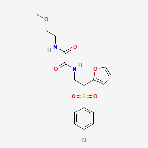 molecular formula C17H19ClN2O6S B2900473 N1-(2-((4-chlorophenyl)sulfonyl)-2-(furan-2-yl)ethyl)-N2-(2-methoxyethyl)oxalamide CAS No. 896329-51-4
