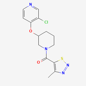 molecular formula C14H15ClN4O2S B2900484 (3-((3-Chloropyridin-4-yl)oxy)piperidin-1-yl)(4-methyl-1,2,3-thiadiazol-5-yl)methanone CAS No. 2034575-33-0