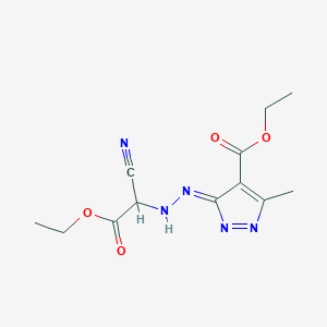 molecular formula C12H15N5O4 B290049 ethyl (3Z)-3-[(1-cyano-2-ethoxy-2-oxoethyl)hydrazinylidene]-5-methylpyrazole-4-carboxylate 