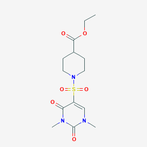 molecular formula C14H21N3O6S B2900490 Ethyl 1-(1,3-dimethyl-2,4-dioxopyrimidin-5-yl)sulfonylpiperidine-4-carboxylate CAS No. 874806-30-1