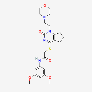 molecular formula C23H30N4O5S B2900491 N-(3,5-dimethoxyphenyl)-2-((1-(2-morpholinoethyl)-2-oxo-2,5,6,7-tetrahydro-1H-cyclopenta[d]pyrimidin-4-yl)thio)acetamide CAS No. 898451-01-9