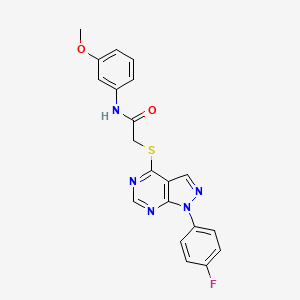 molecular formula C20H16FN5O2S B2900496 2-[1-(4-fluorophenyl)pyrazolo[3,4-d]pyrimidin-4-yl]sulfanyl-N-(3-methoxyphenyl)acetamide CAS No. 893935-55-2
