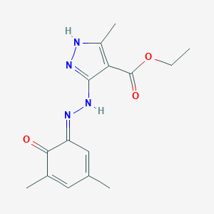ethyl 3-[(2E)-2-(3,5-dimethyl-6-oxocyclohexa-2,4-dien-1-ylidene)hydrazinyl]-5-methyl-1H-pyrazole-4-carboxylate
