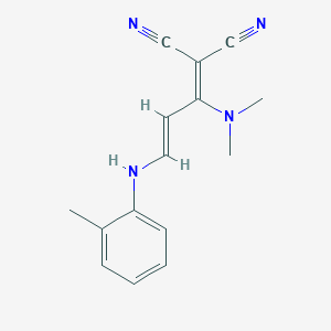 molecular formula C15H16N4 B2900501 2-[1-(Dimethylamino)-3-(2-toluidino)-2-propenylidene]malononitrile CAS No. 1164507-40-7