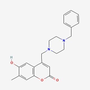 molecular formula C22H24N2O3 B2900502 4-((4-benzylpiperazin-1-yl)methyl)-6-hydroxy-7-methyl-2H-chromen-2-one CAS No. 859112-12-2