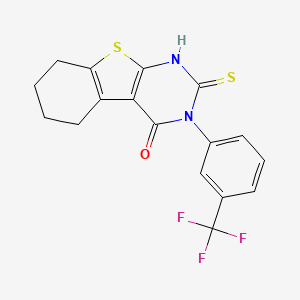 5-Sulfanyl-4-[3-(trifluoromethyl)phenyl]-8-thia-4,6-diazatricyclo[7.4.0.0,2,7]trideca-1(9),2(7),5-trien-3-one