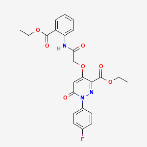 molecular formula C24H22FN3O7 B2900520 Ethyl 4-(2-((2-(ethoxycarbonyl)phenyl)amino)-2-oxoethoxy)-1-(4-fluorophenyl)-6-oxo-1,6-dihydropyridazine-3-carboxylate CAS No. 899943-14-7