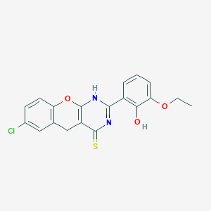 molecular formula C19H15ClN2O3S B2900530 7-chloro-2-(3-ethoxy-2-hydroxyphenyl)-3H-chromeno[2,3-d]pyrimidine-4(5H)-thione CAS No. 902939-41-7