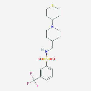 molecular formula C18H25F3N2O2S2 B2900555 N-((1-(tetrahydro-2H-thiopyran-4-yl)piperidin-4-yl)methyl)-3-(trifluoromethyl)benzenesulfonamide CAS No. 2034483-09-3