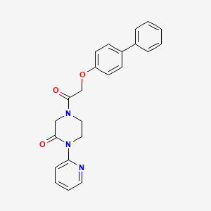 molecular formula C23H21N3O3 B2900560 4-(2-([1,1'-Biphenyl]-4-yloxy)acetyl)-1-(pyridin-2-yl)piperazin-2-one CAS No. 2320583-03-5