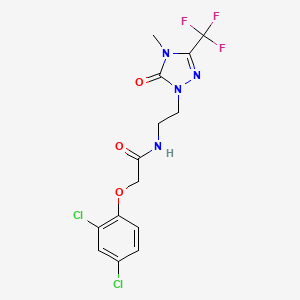 molecular formula C14H13Cl2F3N4O3 B2900572 2-(2,4-dichlorophenoxy)-N-(2-(4-methyl-5-oxo-3-(trifluoromethyl)-4,5-dihydro-1H-1,2,4-triazol-1-yl)ethyl)acetamide CAS No. 1421476-26-7