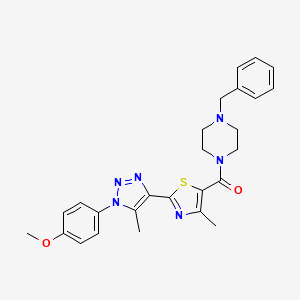molecular formula C26H28N6O2S B2900580 (4-benzylpiperazin-1-yl)(2-(1-(4-methoxyphenyl)-5-methyl-1H-1,2,3-triazol-4-yl)-4-methylthiazol-5-yl)methanone CAS No. 1207039-95-9