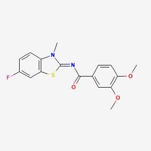 molecular formula C17H15FN2O3S B2900592 (E)-N-(6-fluoro-3-methylbenzo[d]thiazol-2(3H)-ylidene)-3,4-dimethoxybenzamide CAS No. 441291-39-0