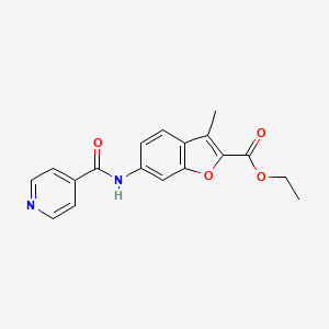 molecular formula C18H16N2O4 B2900593 Ethyl 6-(isonicotinamido)-3-methylbenzofuran-2-carboxylate CAS No. 923201-44-9
