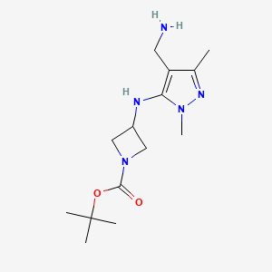 molecular formula C14H25N5O2 B2900599 Tert-butyl 3-[[4-(aminomethyl)-2,5-dimethylpyrazol-3-yl]amino]azetidine-1-carboxylate CAS No. 2416242-91-4