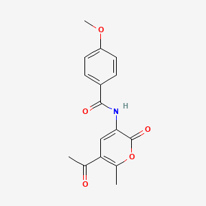 molecular formula C16H15NO5 B2900600 N-(5-acetyl-6-methyl-2-oxo-2H-pyran-3-yl)-4-methoxybenzenecarboxamide CAS No. 338404-98-1