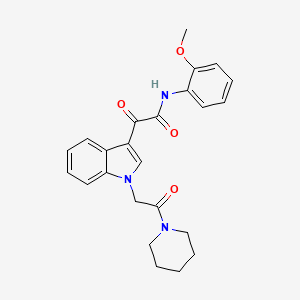 molecular formula C24H25N3O4 B2900601 N-(2-methoxyphenyl)-2-oxo-2-[1-(2-oxo-2-piperidin-1-ylethyl)indol-3-yl]acetamide CAS No. 872861-98-8
