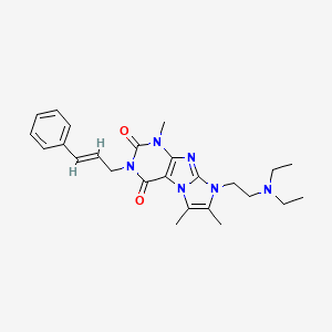 molecular formula C25H32N6O2 B2900602 3-cinnamyl-8-(2-(diethylamino)ethyl)-1,6,7-trimethyl-1H-imidazo[2,1-f]purine-2,4(3H,8H)-dione CAS No. 919042-05-0