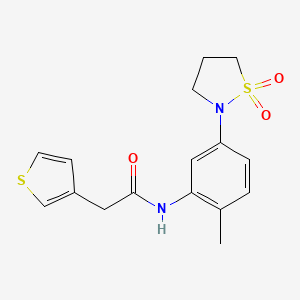 molecular formula C16H18N2O3S2 B2900619 N-(5-(1,1-dioxidoisothiazolidin-2-yl)-2-methylphenyl)-2-(thiophen-3-yl)acetamide CAS No. 1448059-65-1