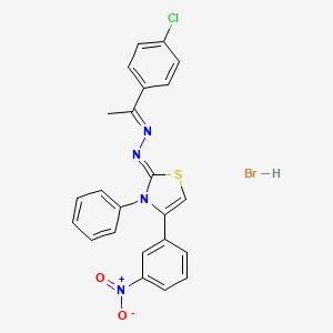 (Z)-2-((E)-(1-(4-chlorophenyl)ethylidene)hydrazono)-4-(3-nitrophenyl)-3-phenyl-2,3-dihydrothiazole hydrobromide