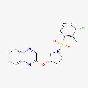 molecular formula C19H18ClN3O3S B2900638 2-{[1-(3-Chloro-2-methylbenzenesulfonyl)pyrrolidin-3-yl]oxy}quinoxaline CAS No. 2097913-01-2