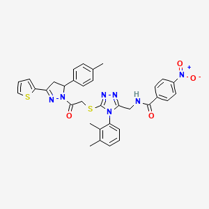 N-((4-(2,3-dimethylphenyl)-5-((2-oxo-2-(3-(thiophen-2-yl)-5-(p-tolyl)-4,5-dihydro-1H-pyrazol-1-yl)ethyl)thio)-4H-1,2,4-triazol-3-yl)methyl)-4-nitrobenzamide