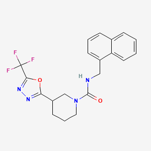 molecular formula C20H19F3N4O2 B2900647 N-(Naphthalen-1-ylmethyl)-3-[5-(trifluoromethyl)-1,3,4-oxadiazol-2-yl]piperidine-1-carboxamide CAS No. 1396881-49-4