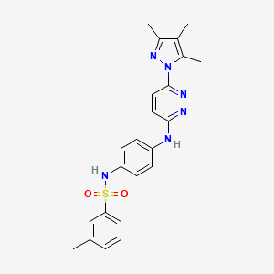 molecular formula C23H24N6O2S B2900656 3-methyl-N-(4-((6-(3,4,5-trimethyl-1H-pyrazol-1-yl)pyridazin-3-yl)amino)phenyl)benzenesulfonamide CAS No. 1014066-62-6