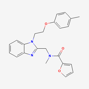 molecular formula C23H23N3O3 B2900668 2-furyl-N-methyl-N-({1-[2-(4-methylphenoxy)ethyl]benzimidazol-2-yl}methyl)carb oxamide CAS No. 919977-23-4