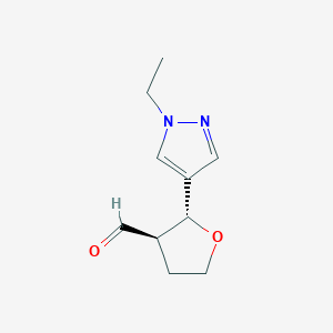 rac-(2R,3R)-2-(1-ethyl-1H-pyrazol-4-yl)oxolane-3-carbaldehyde, trans