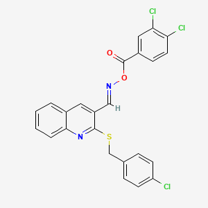 (E)-[(2-{[(4-chlorophenyl)methyl]sulfanyl}quinolin-3-yl)methylidene]amino 3,4-dichlorobenzoate
