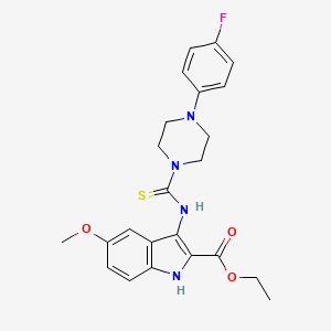 molecular formula C23H25FN4O3S B2900681 ethyl 3-[[4-(4-fluorophenyl)piperazine-1-carbothioyl]amino]-5-methoxy-1H-indole-2-carboxylate CAS No. 866846-96-0