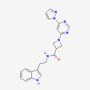 molecular formula C21H21N7O B2900684 N-(2-(1H-indol-3-yl)ethyl)-1-(6-(1H-pyrazol-1-yl)pyrimidin-4-yl)azetidine-3-carboxamide CAS No. 2034231-59-7