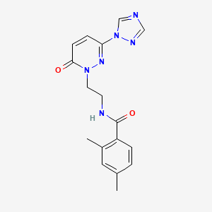 molecular formula C17H18N6O2 B2900707 2,4-dimethyl-N-(2-(6-oxo-3-(1H-1,2,4-triazol-1-yl)pyridazin-1(6H)-yl)ethyl)benzamide CAS No. 1448071-11-1