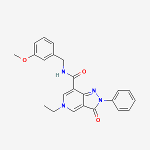 molecular formula C23H22N4O3 B2900728 5-ethyl-N-(3-methoxybenzyl)-3-oxo-2-phenyl-3,5-dihydro-2H-pyrazolo[4,3-c]pyridine-7-carboxamide CAS No. 923145-85-1