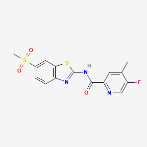 molecular formula C15H12FN3O3S2 B2900735 5-Fluoro-4-methyl-N-(6-methylsulfonyl-1,3-benzothiazol-2-yl)pyridine-2-carboxamide CAS No. 2415487-41-9