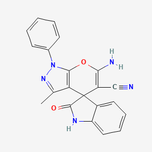 molecular formula C21H15N5O2 B2900762 6'-amino-3'-methyl-2-oxo-1'-phenyl-1,2-dihydro-1'H-spiro[indole-3,4'-pyrano[2,3-c]pyrazole]-5'-carbonitrile CAS No. 74647-55-5
