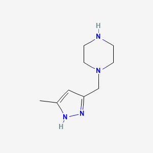 molecular formula C9H16N4 B2900776 1-[(3-methyl-1H-pyrazol-5-yl)methyl]piperazine CAS No. 1342587-06-7