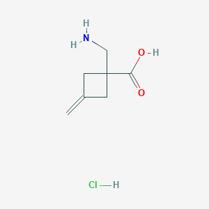 molecular formula C7H12ClNO2 B2900802 1-(Aminomethyl)-3-methylidenecyclobutane-1-carboxylic acid;hydrochloride CAS No. 2402830-37-7