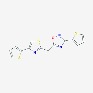 3-(Thiophen-2-yl)-5-((4-(thiophen-2-yl)thiazol-2-yl)methyl)-1,2,4-oxadiazole