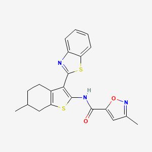 molecular formula C21H19N3O2S2 B2900813 N-(3-(benzo[d]thiazol-2-yl)-6-methyl-4,5,6,7-tetrahydrobenzo[b]thiophen-2-yl)-3-methylisoxazole-5-carboxamide CAS No. 953235-00-2