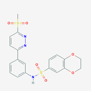 molecular formula C19H17N3O6S2 B2900817 N-{3-[6-(methylsulfonyl)pyridazin-3-yl]phenyl}-2,3-dihydro-1,4-benzodioxine-6-sulfonamide CAS No. 1005297-33-5