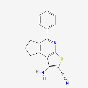 molecular formula C17H13N3S B2900820 3-Amino-8-phenyl-5-thia-7-azatricyclo[7.3.0.0^{2,6}]dodeca-1(9),2(6),3,7-tetraene-4-carbonitrile CAS No. 861209-24-7