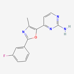 molecular formula C14H11FN4O B2900821 4-[2-(3-Fluorophenyl)-4-methyl-1,3-oxazol-5-yl]pyrimidin-2-amine CAS No. 2396580-49-5