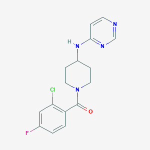 molecular formula C16H16ClFN4O B2900822 (2-Chloro-4-fluorophenyl)-[4-(pyrimidin-4-ylamino)piperidin-1-yl]methanone CAS No. 2415585-56-5