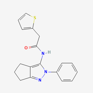 molecular formula C18H17N3OS B2900823 N-(2-phenyl-2,4,5,6-tetrahydrocyclopenta[c]pyrazol-3-yl)-2-(thiophen-2-yl)acetamide CAS No. 1099350-45-4